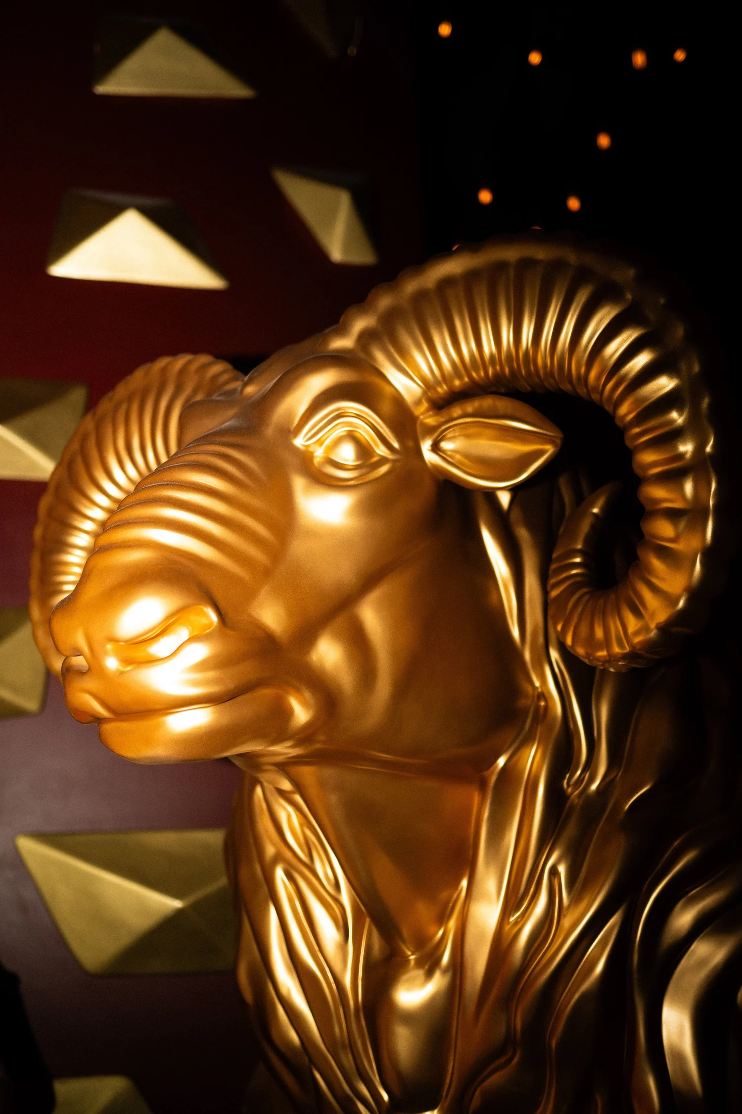 Golden ram sculpture at OCCO